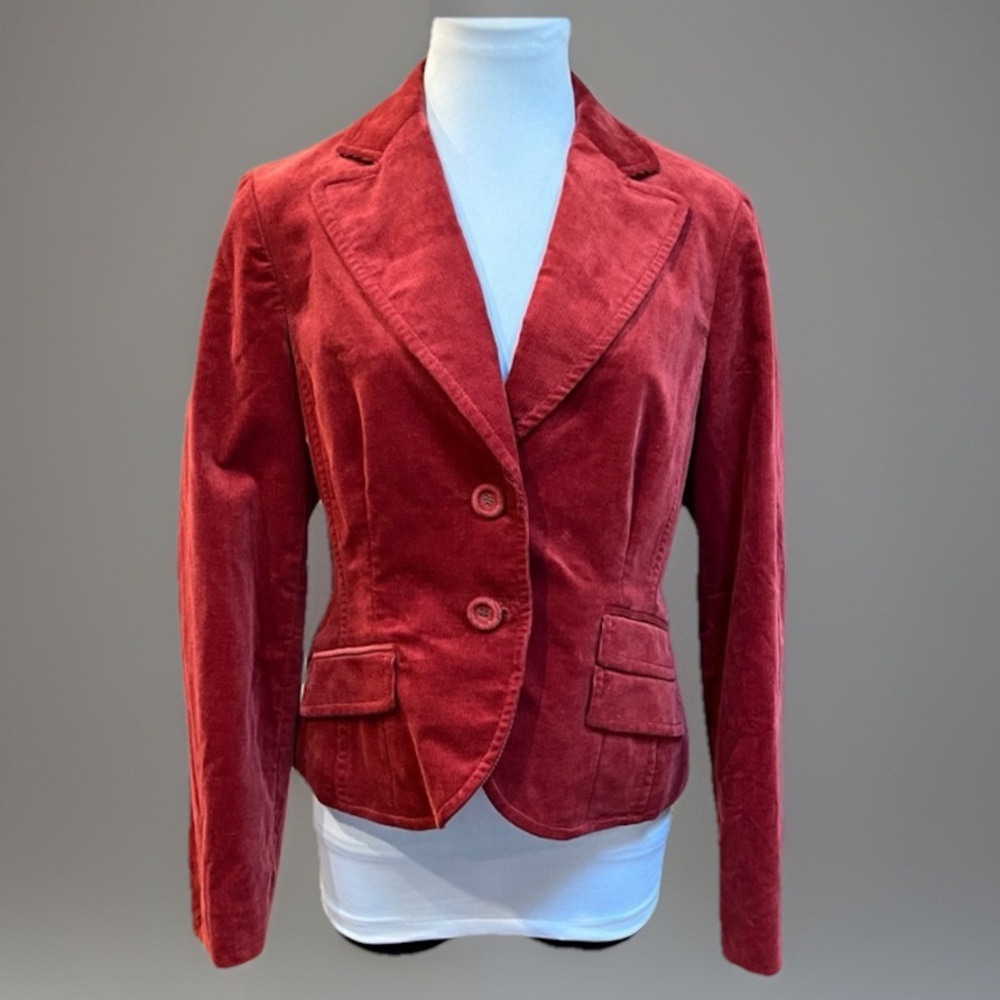 NINE WEST Burgundy Cord Blazer Jacket